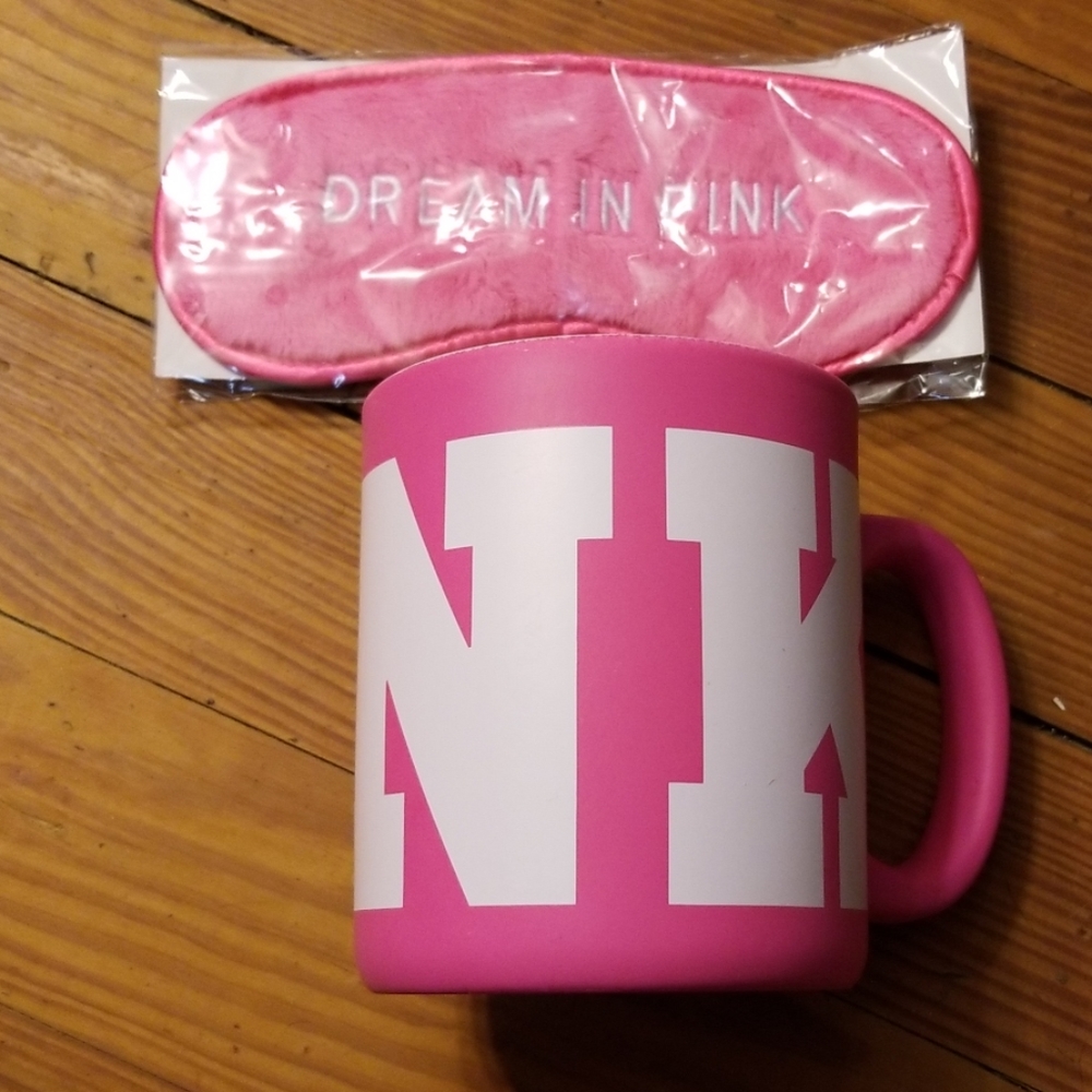 Pink Victoria's Secret mug and eye mask